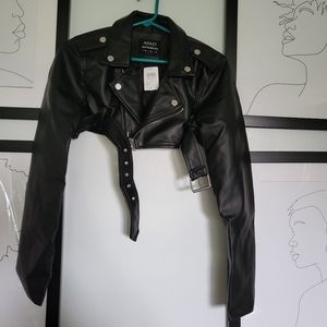 🏍 Vegan Cropped Moto Jacket